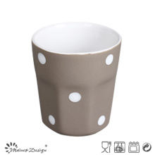 Tasse en céramique de 3 oz à l&#39;intérieur blanc extérieur gris à pois